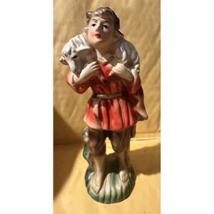 Vintage Nativity Figure Shepherd Boy Carrying Lamb Made in Japan Read